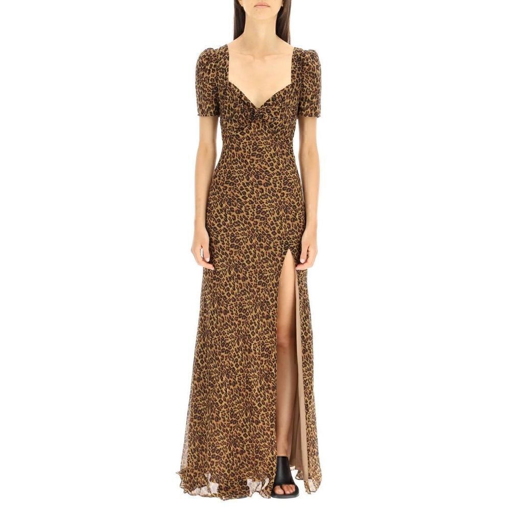 Staud Lea Knot-Front Puff-Shoulder MaxiโDressโinโAnimal-NWOTโSizeโ00
